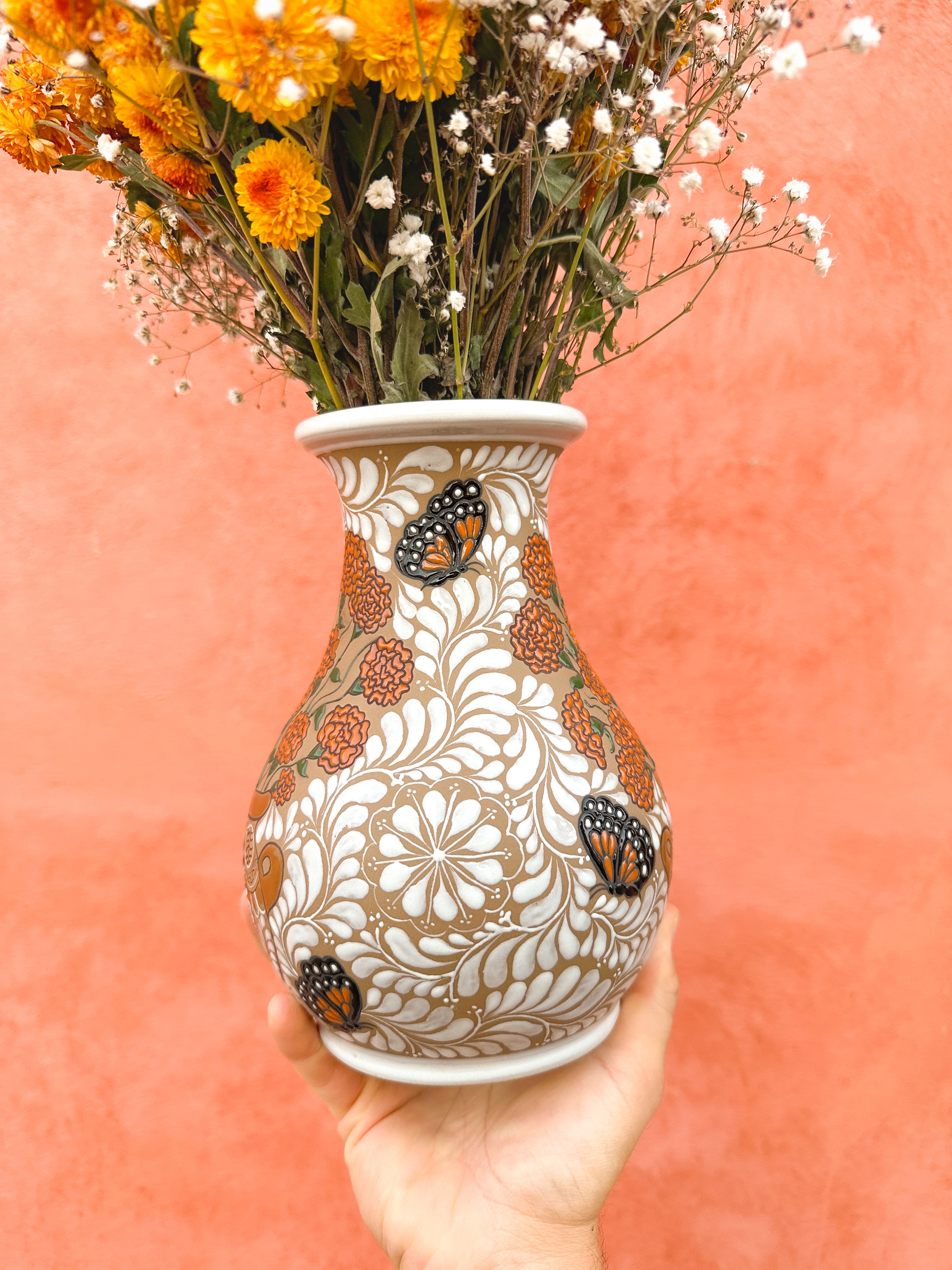 PRE-ORDER Cempasuchil Flower Vase (SHIPS IN APPROX. 6 - 14 WEEKS)