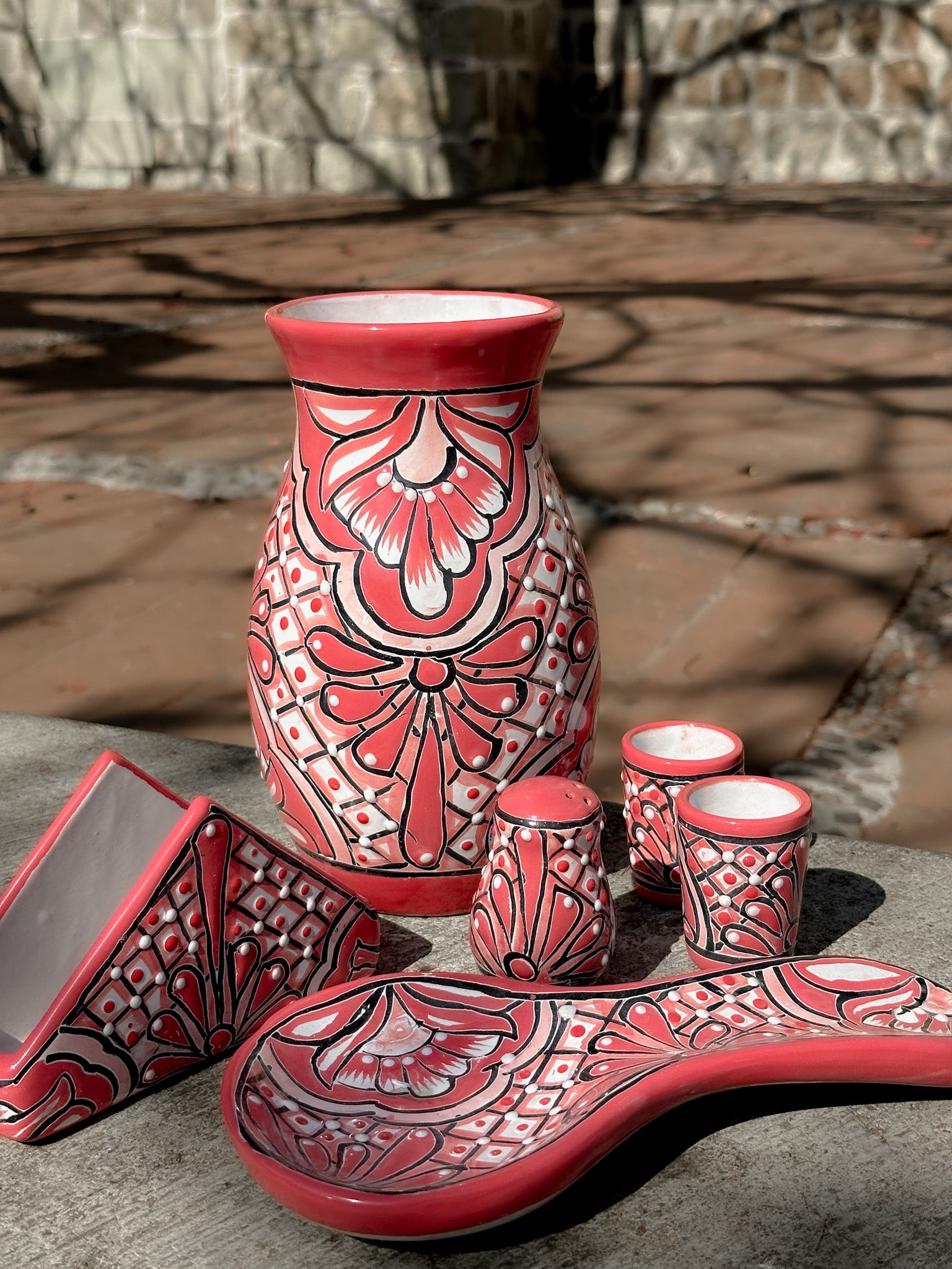 PRE-ORDER Pink Talavera "Mi Casita" Set (SHIPS IN APPROX. 6-12 WEEKS)