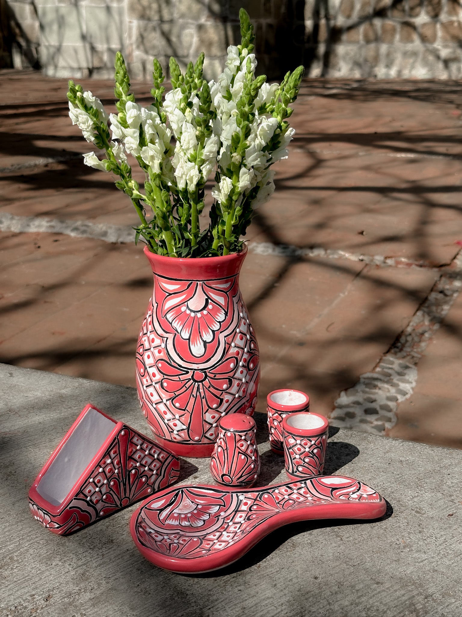 PRE-ORDER Pink Talavera "Mi Casita" Set (SHIPS IN APPROX. 6-12 WEEKS)