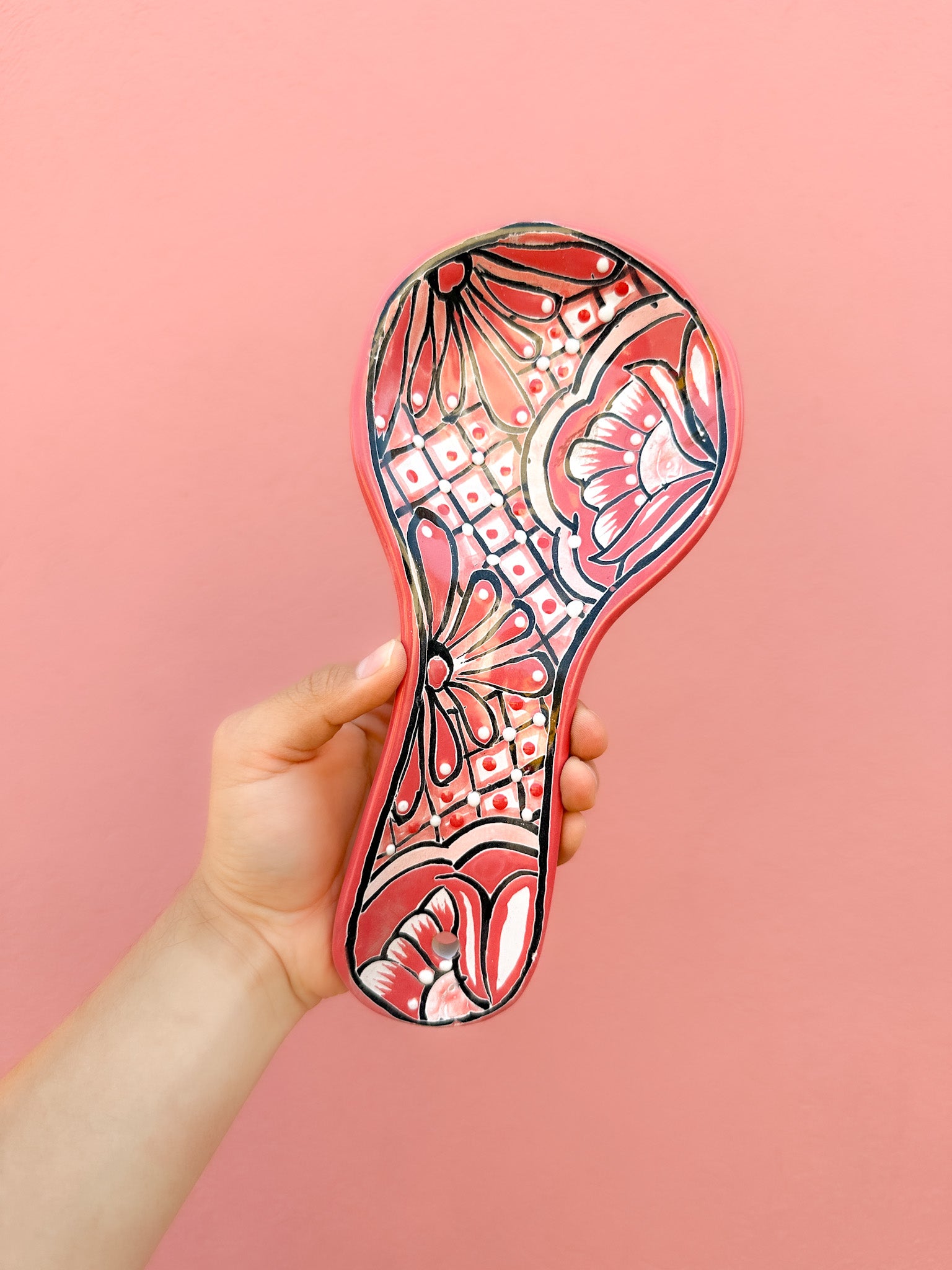 PRE-ORDER Pink Talavera Spoon Rest (SHIPS IN APPROX. 6-12 WEEKS)