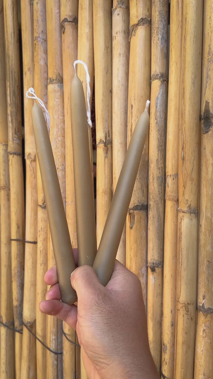 Juego de 3 velas cónicas de cera de abejas