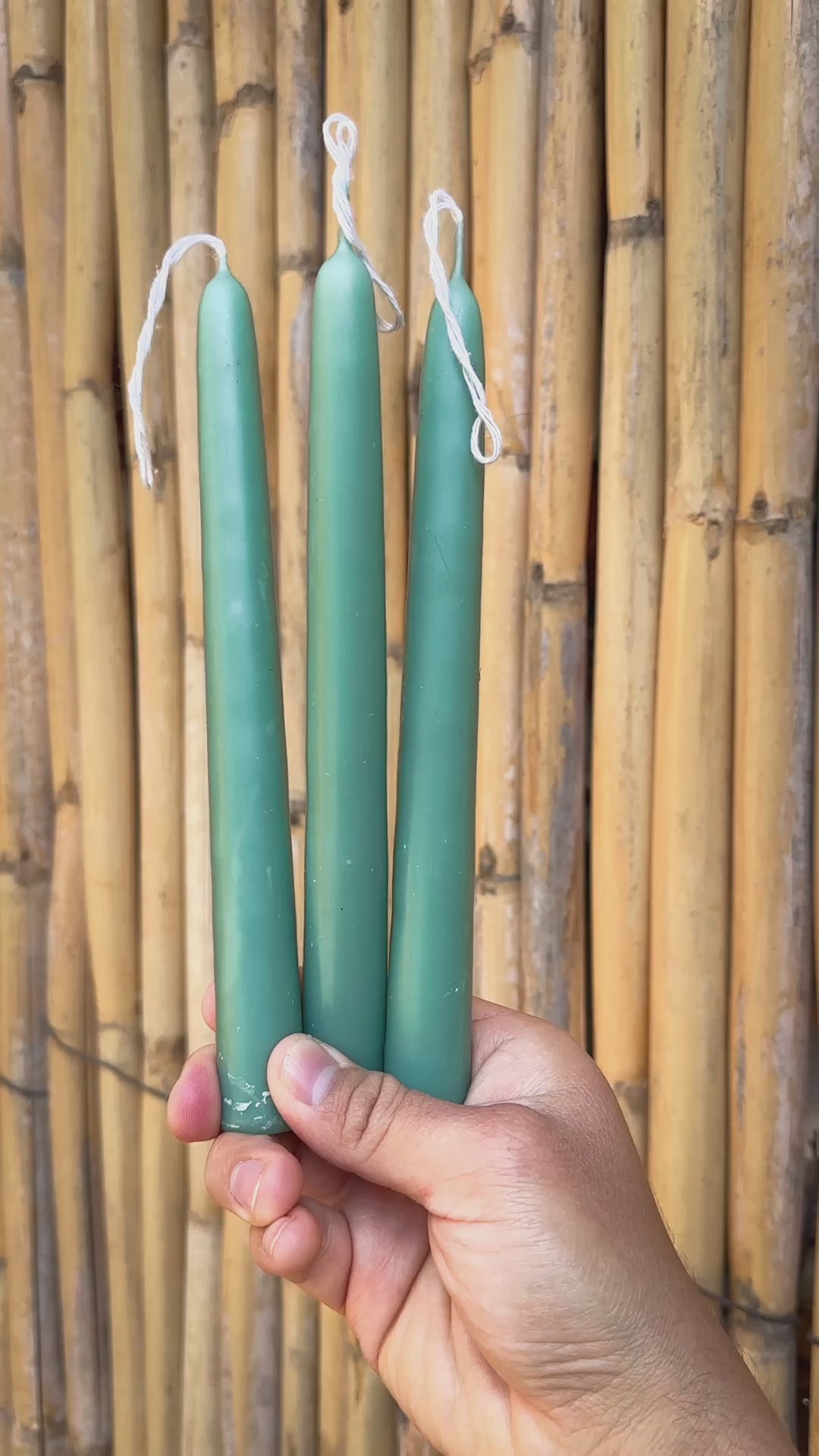 Juego de 3 velas cónicas de cera de abejas