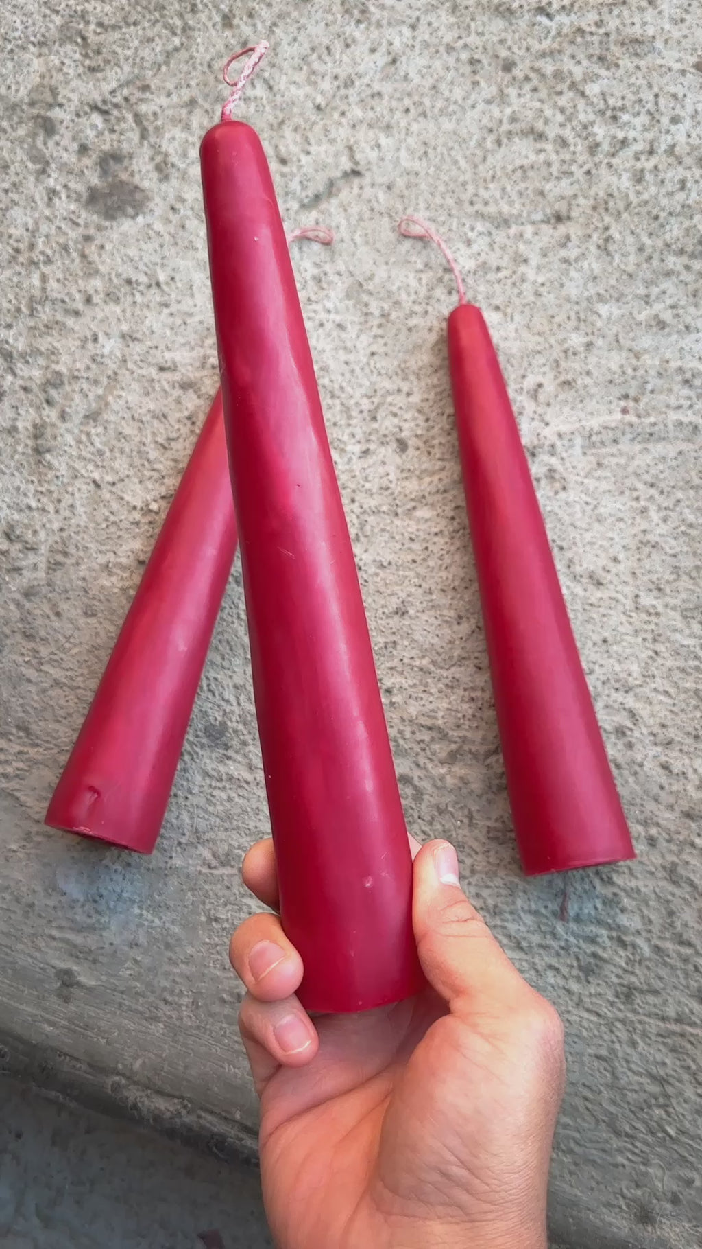Juego de 3 velas cónicas de cera de abejas